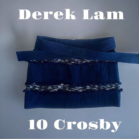 Derek Lam 10 Crosby l Wool mini-skirt l Fringe Accent l Zip back l Size 10 l EUC - Picture 1 of 7